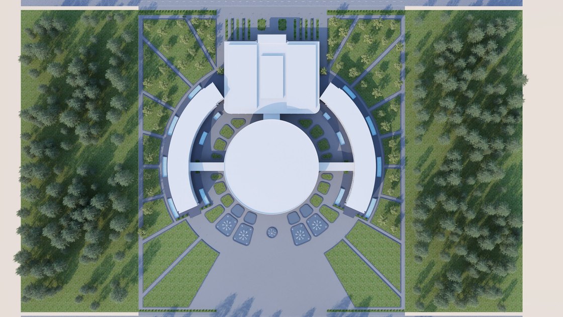Administrative building in Tashkent — 19 of 20, showing the arched panjara screen and the circular assembly hall